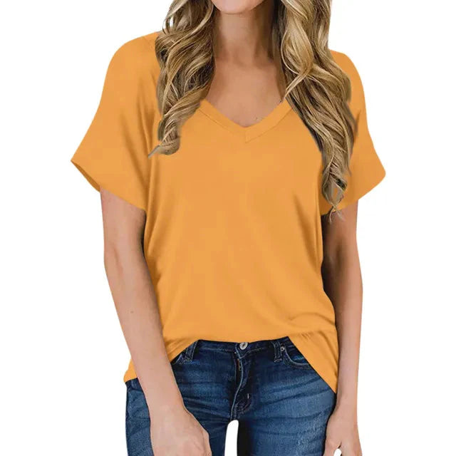 Women V-Neck Basic T-Shirt | Mia