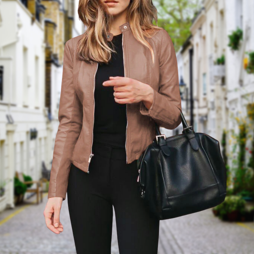 Women Chic Zip Leather Jacket | Jackie
