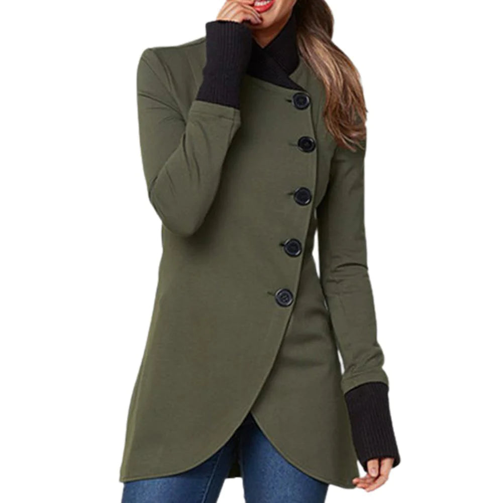 Women Asymmetrical Buttoned Coat | Alethia