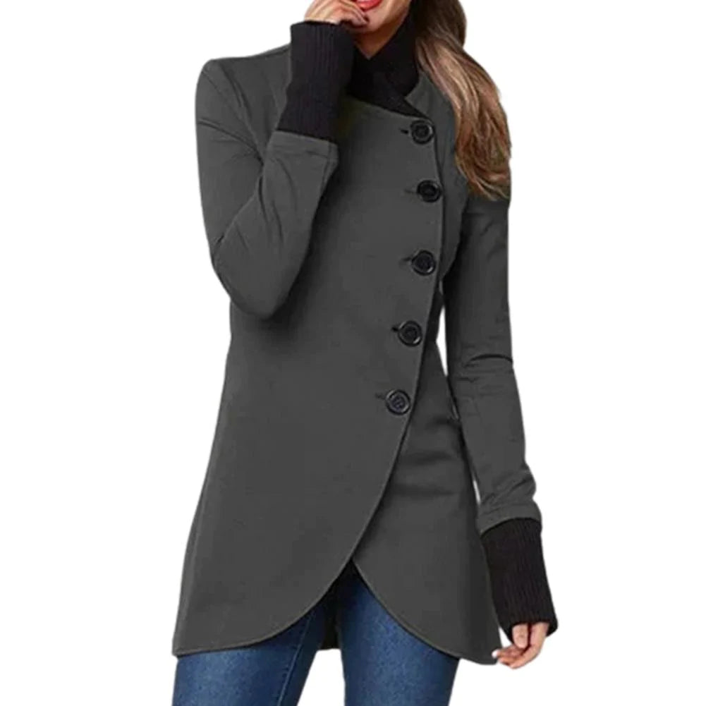 Women Asymmetrical Buttoned Coat | Alethia