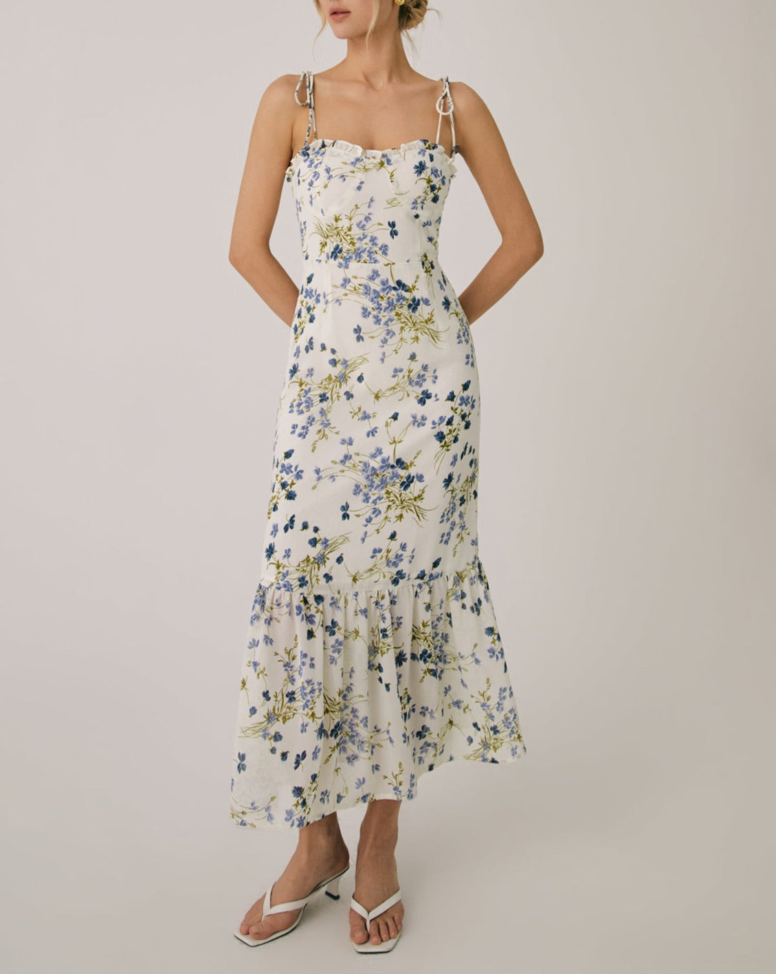 Women Maxi Dress White Polyester | Graziella-2
