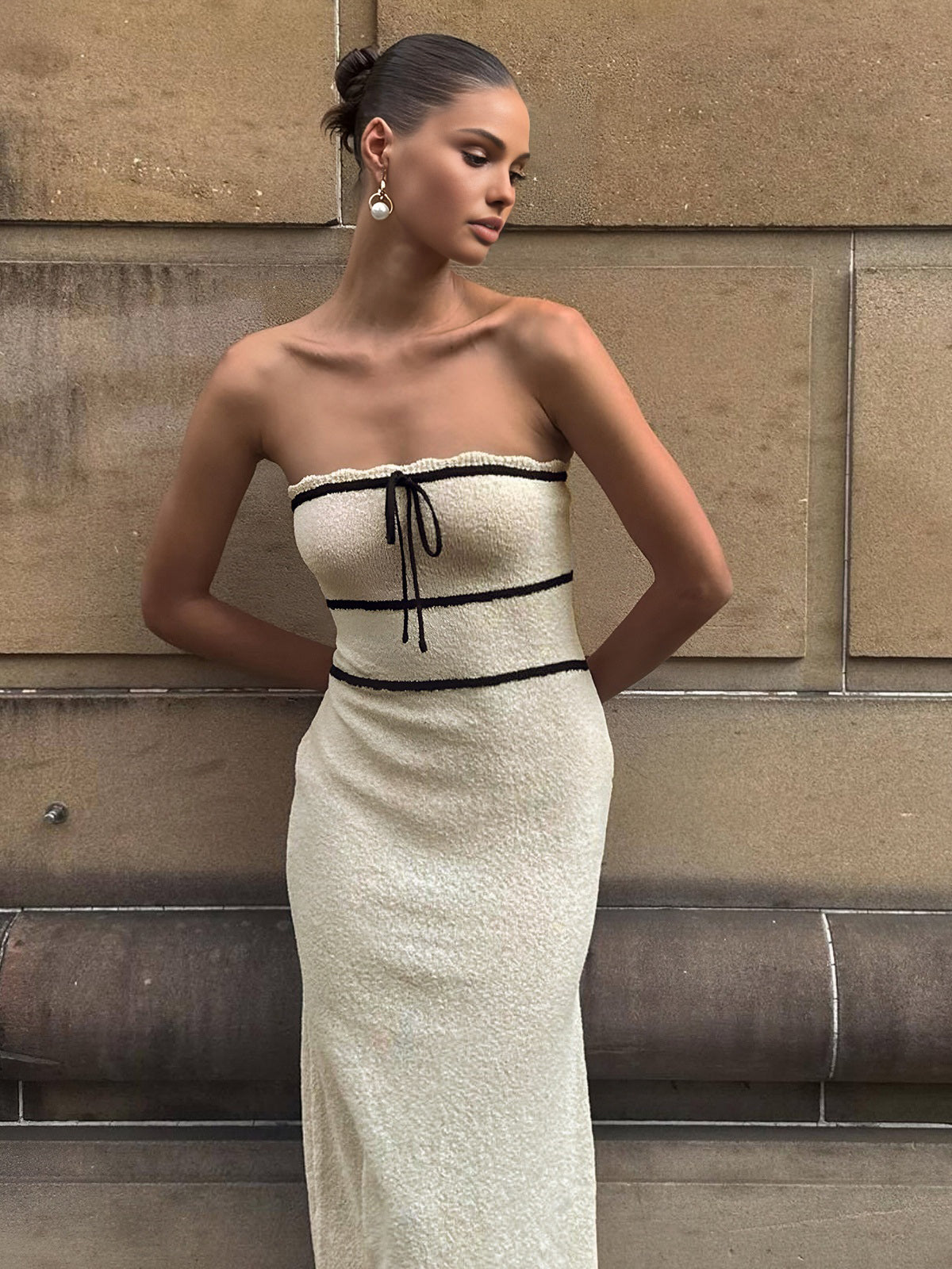 Women Textured Strapless Midi Dress | Harper