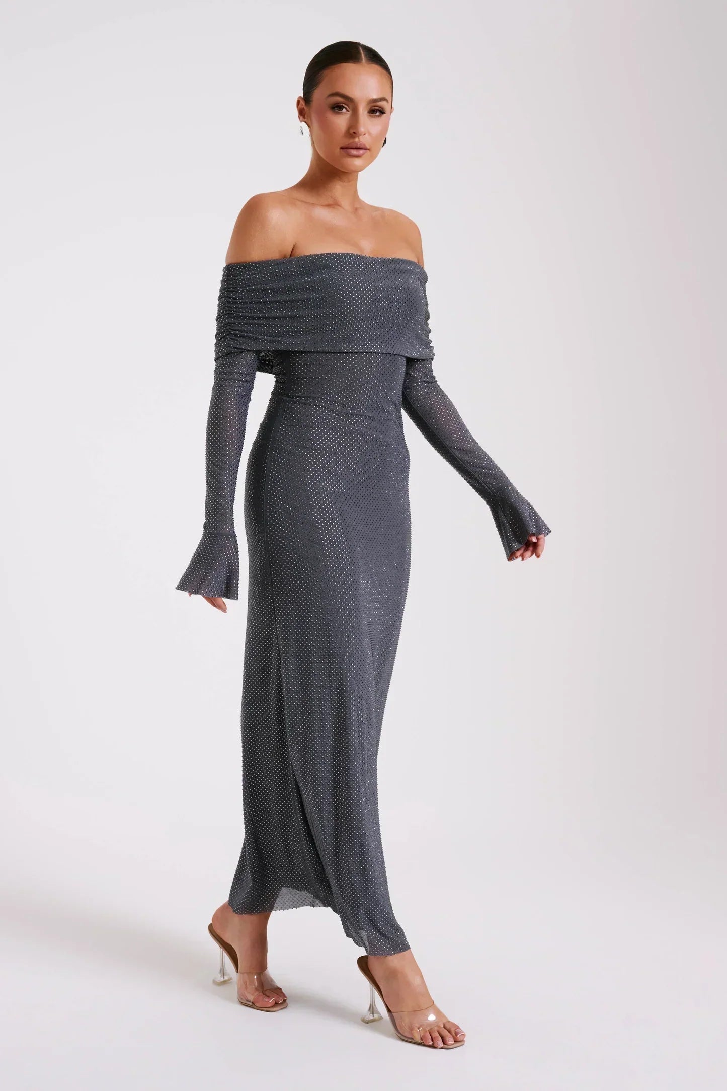 Women Off-Shoulder Sparkling Gown | Fleur