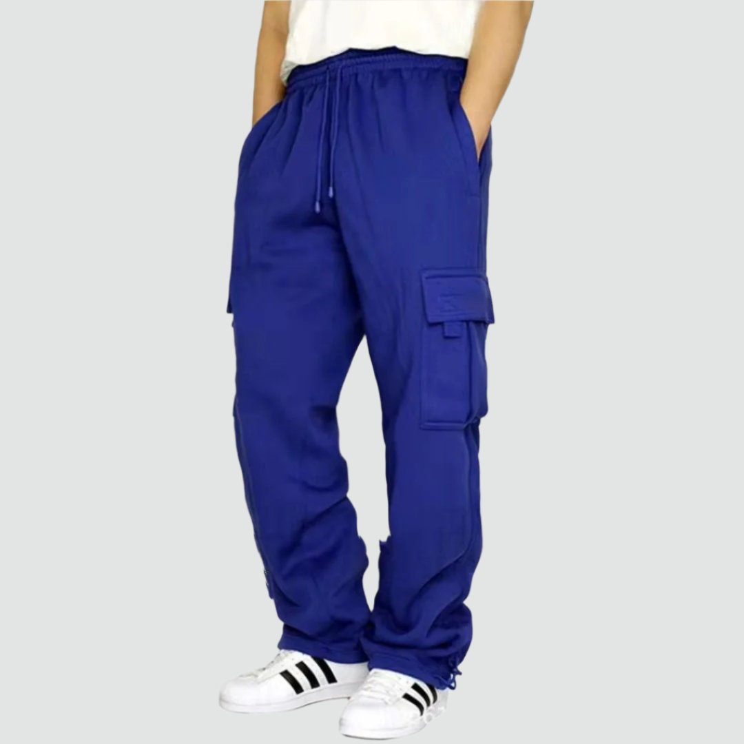 Men's Cargo Trousers Grey Cotton Multi-Pocket | Cameron-3