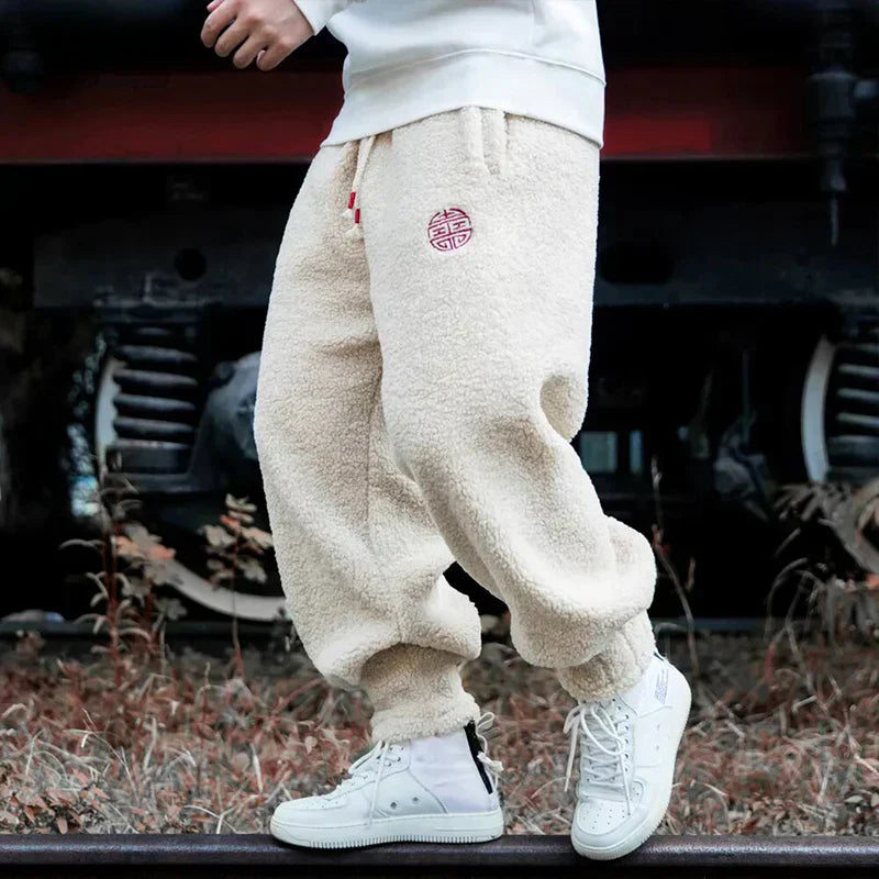 Men's Jogger Pants Black Sherpa | Timothy-5