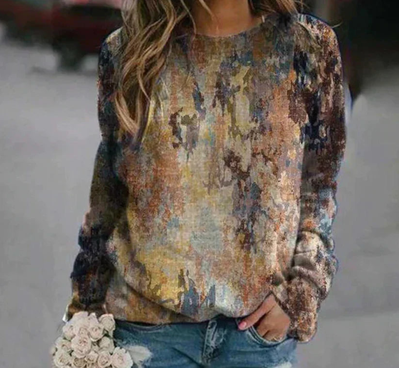 Variant image for Women Knit Sweater Abstract Print Soft Fabric | Klothilde-33