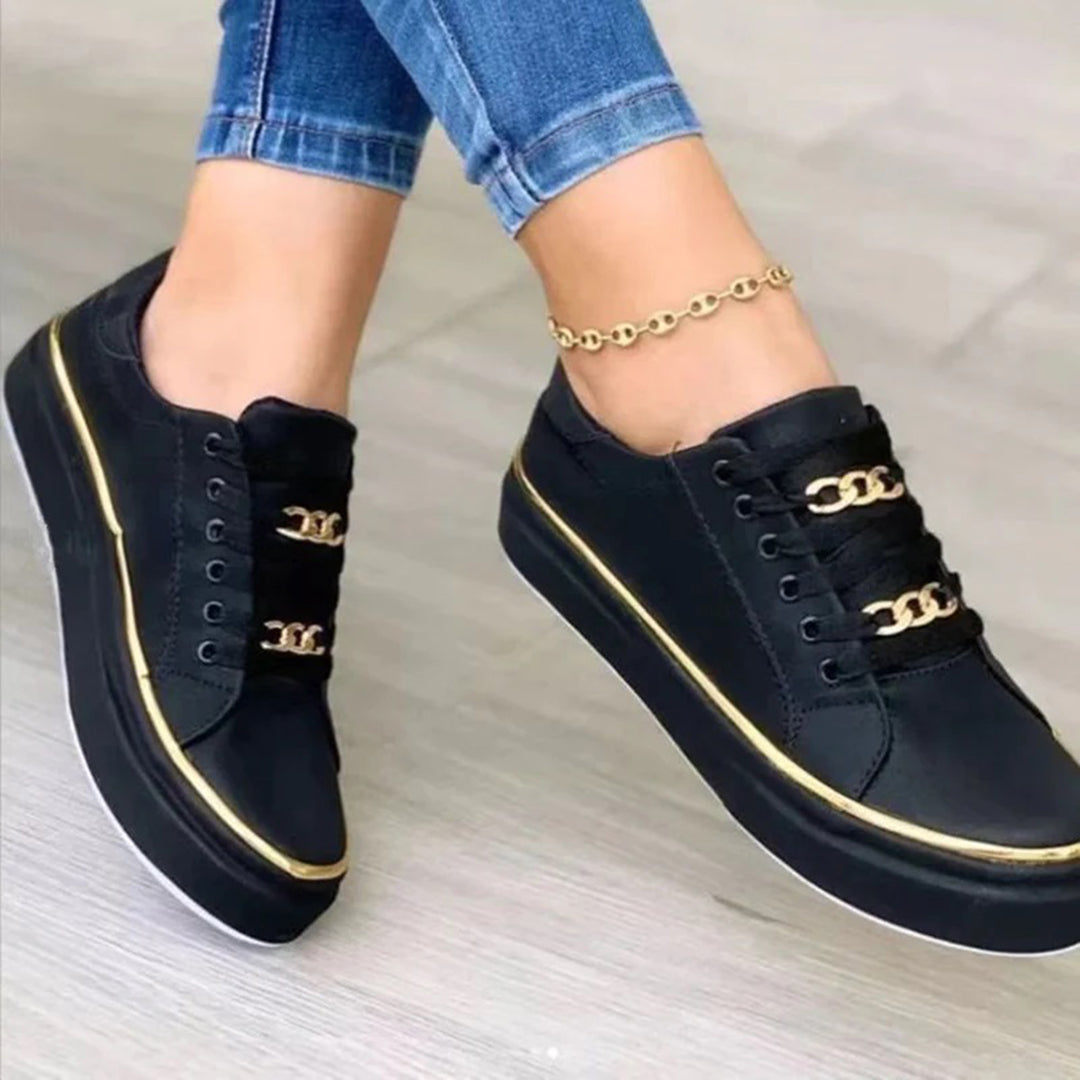 Women Chic Gold-Accent Sneakers | Dominique