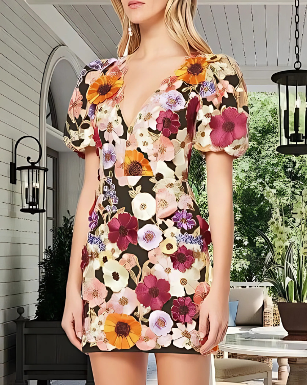 Women Floral Embroidered Mini Dress | Sue