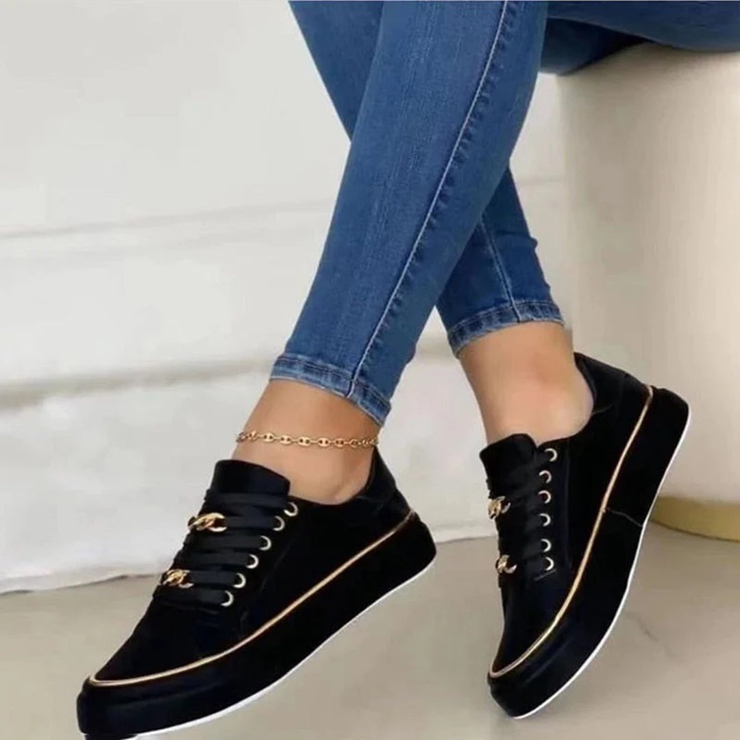 Women Chic Gold-Accent Sneakers | Dominique