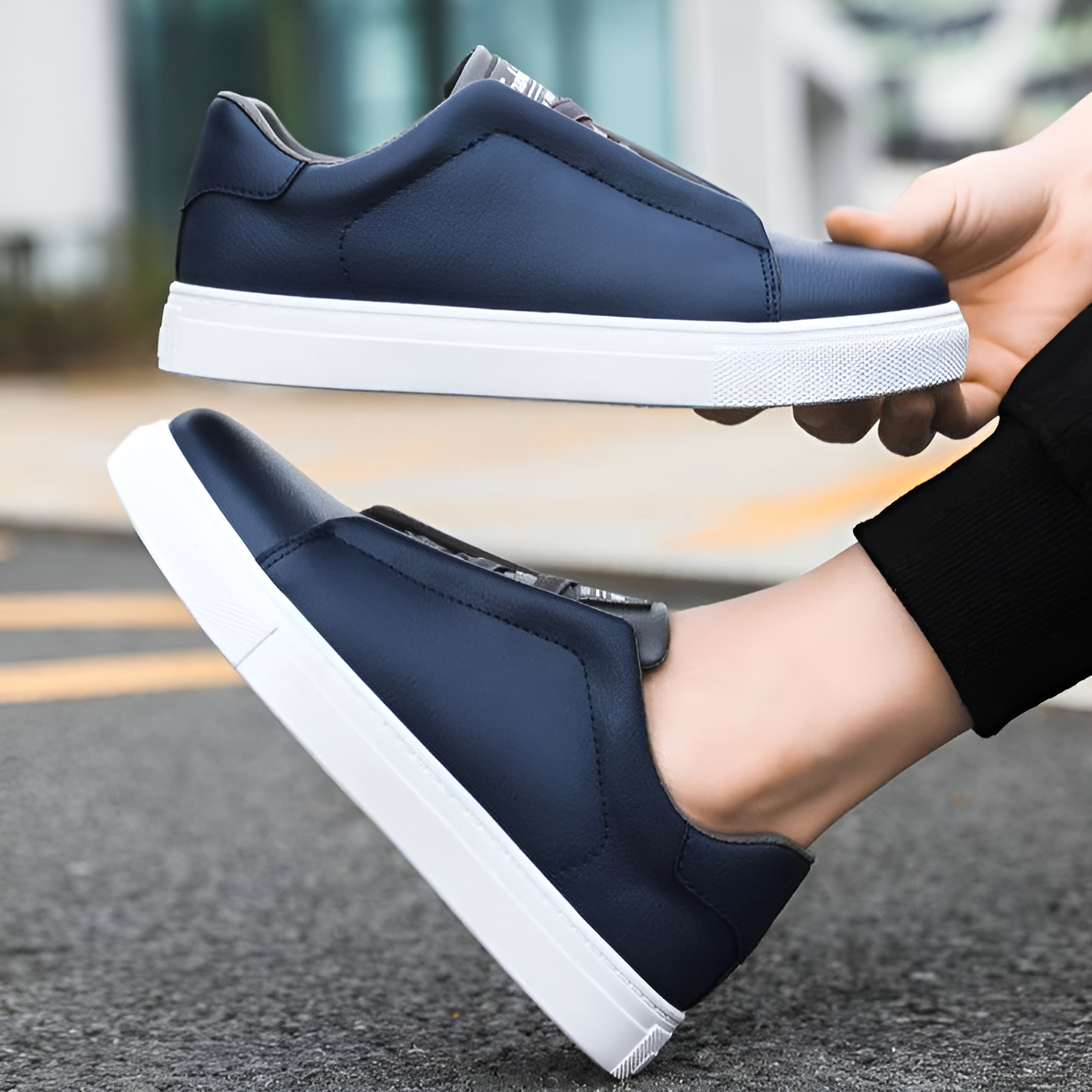 Men's Trainers White Vegan Leather | Colm-4