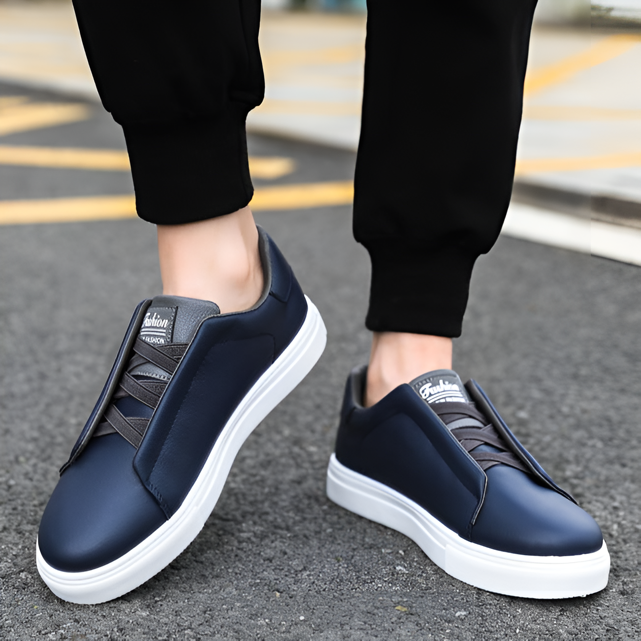 Men's Trainers White Vegan Leather | Colm-5