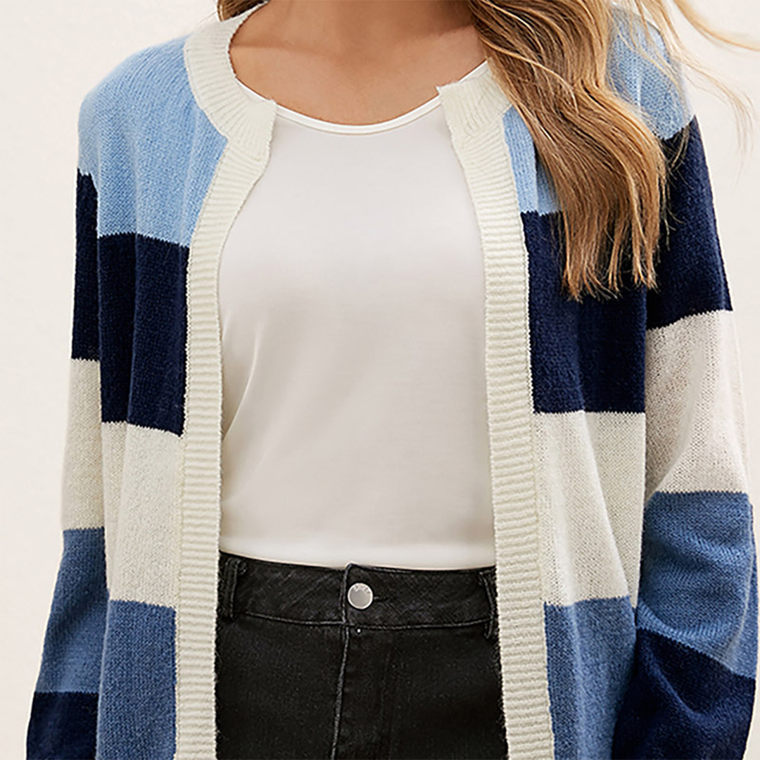 Women Colorblock Open-Front Cardigan | Piper