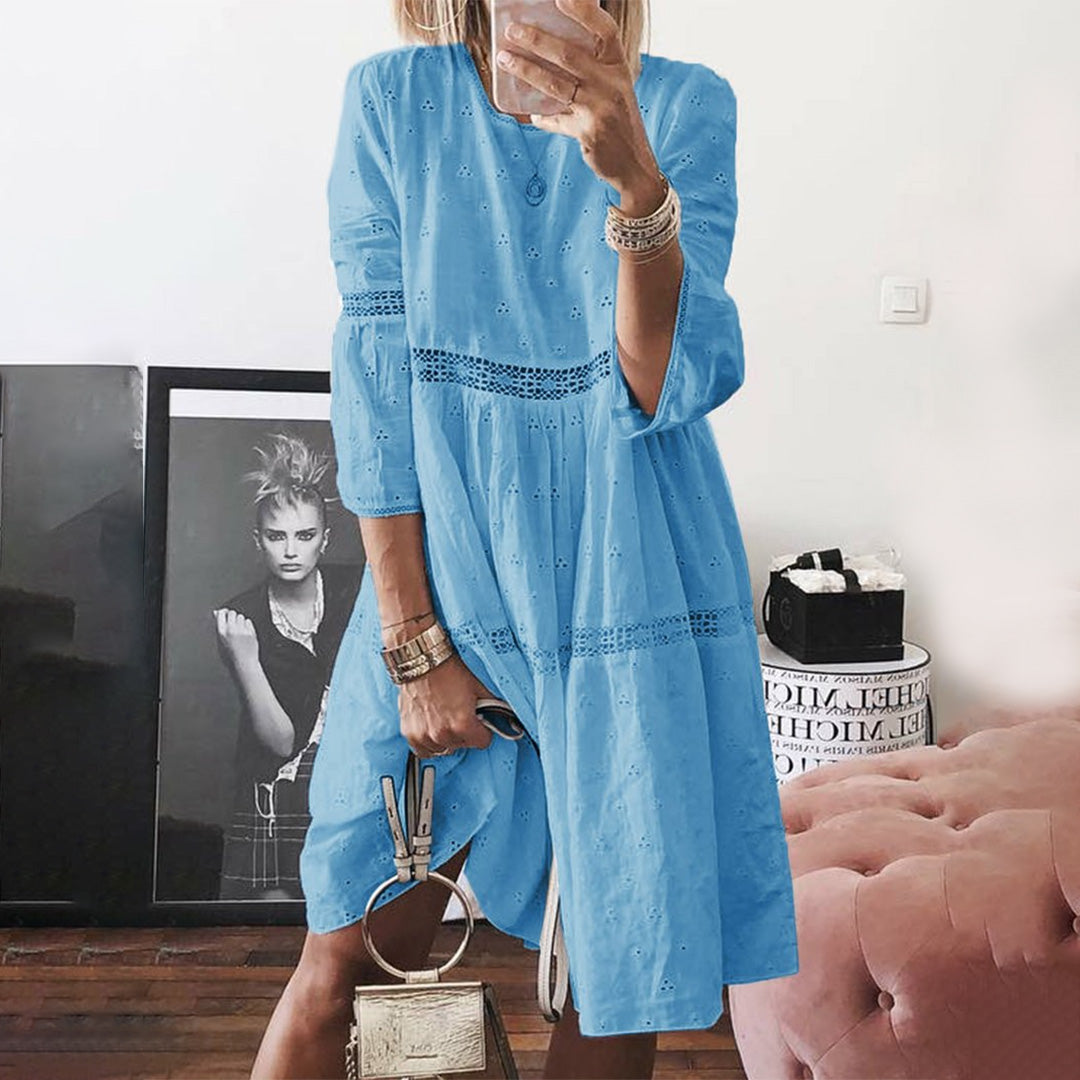 Women Embroidered Long-Sleeve Tunic Dress | Aurelia