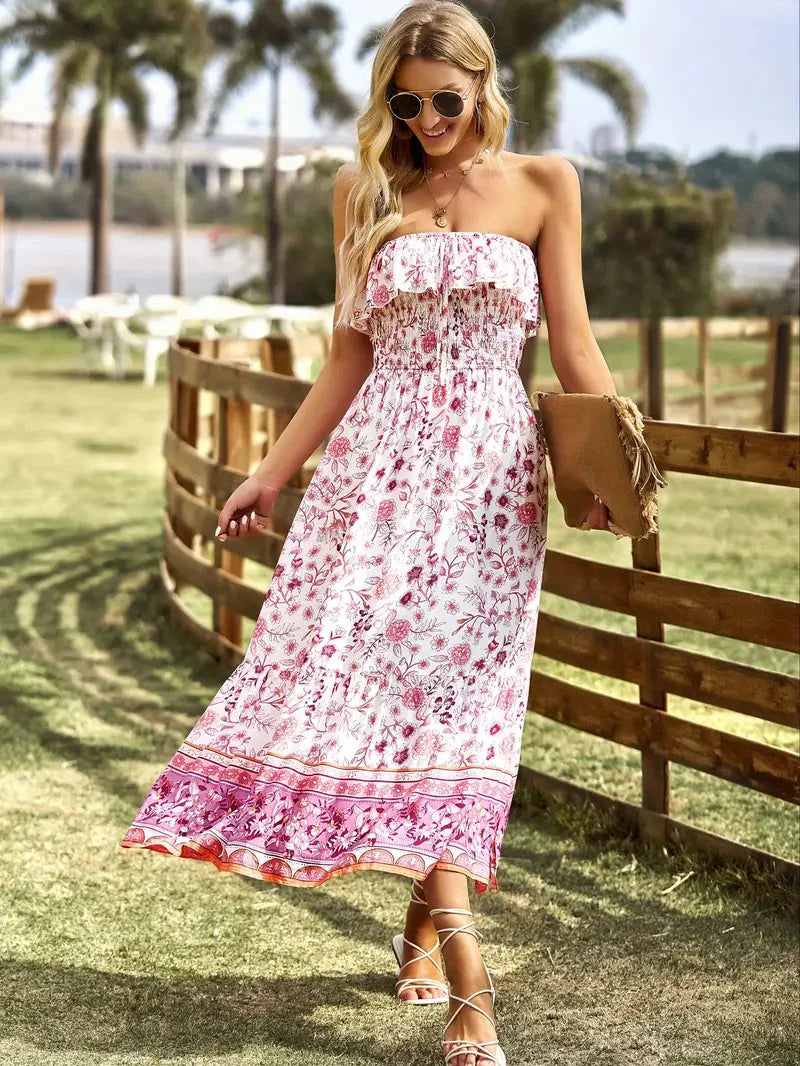 Women Boho Off-Shoulder Maxi Dress | Beatrix