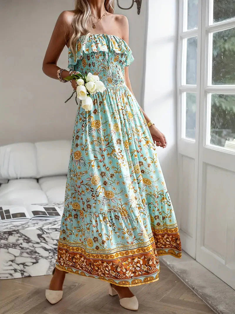 Women Boho Off-Shoulder Maxi Dress | Beatrix