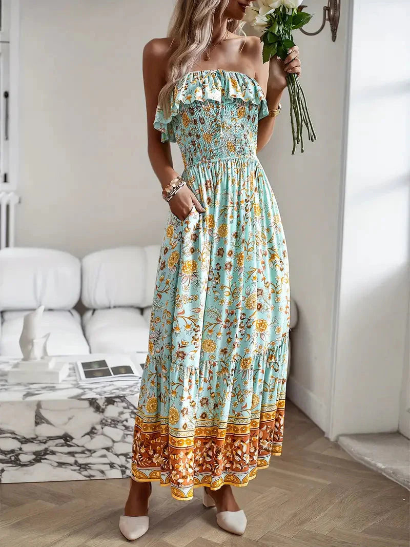 Women Boho Off-Shoulder Maxi Dress | Beatrix
