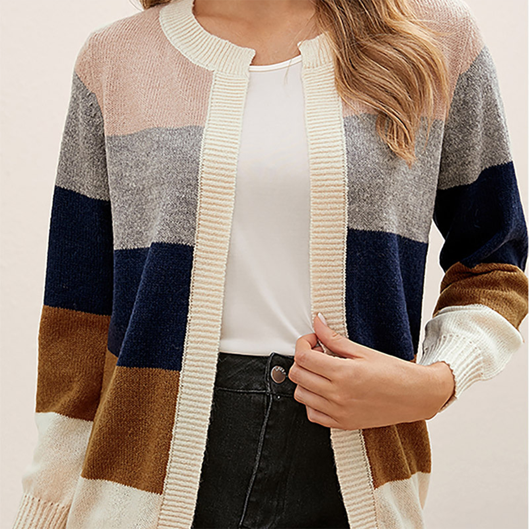 Women Colorblock Open-Front Cardigan | Piper