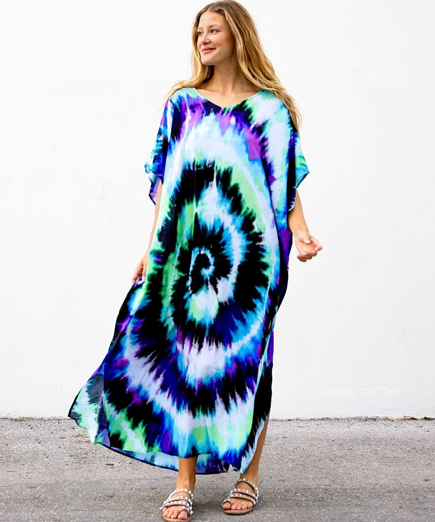 Women Bohemian Maxi Dress with Beaded Tribal Neckline | Salve