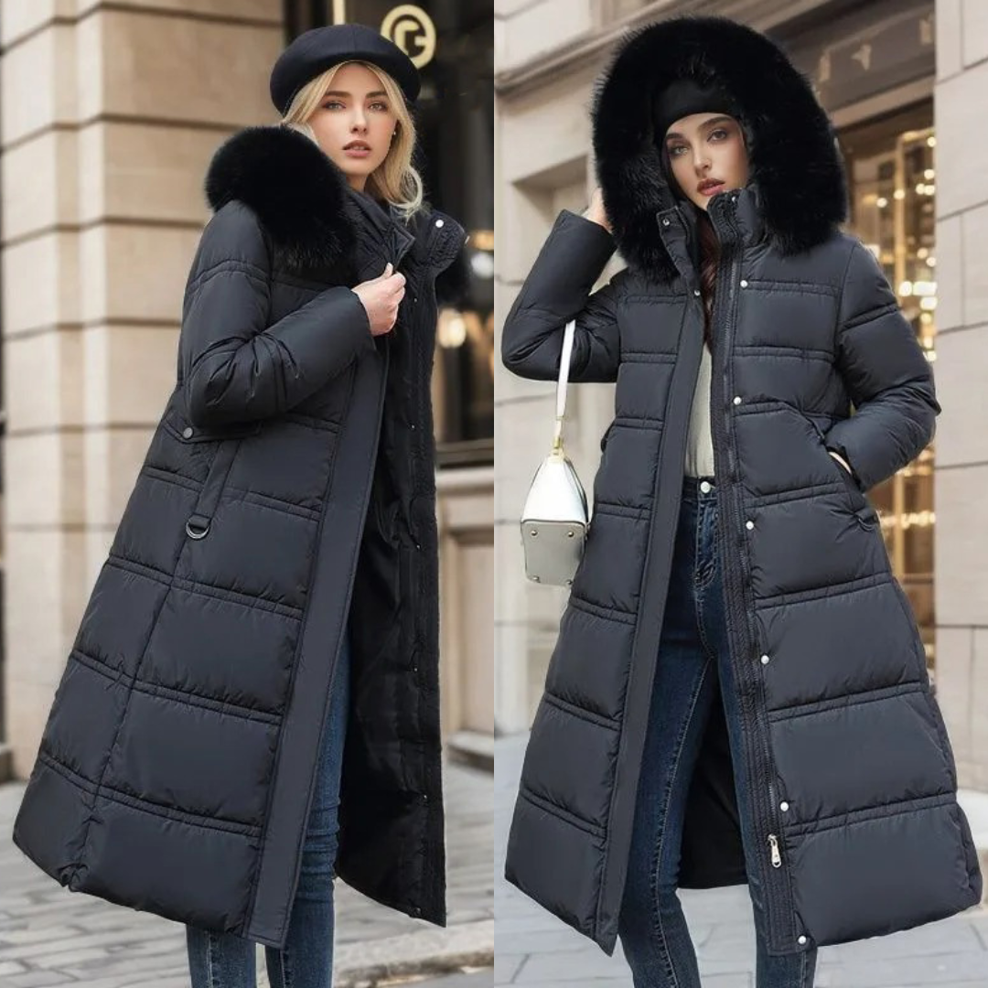 Women Luxury Fur-Collar Long Puffer Coat | Kamilah