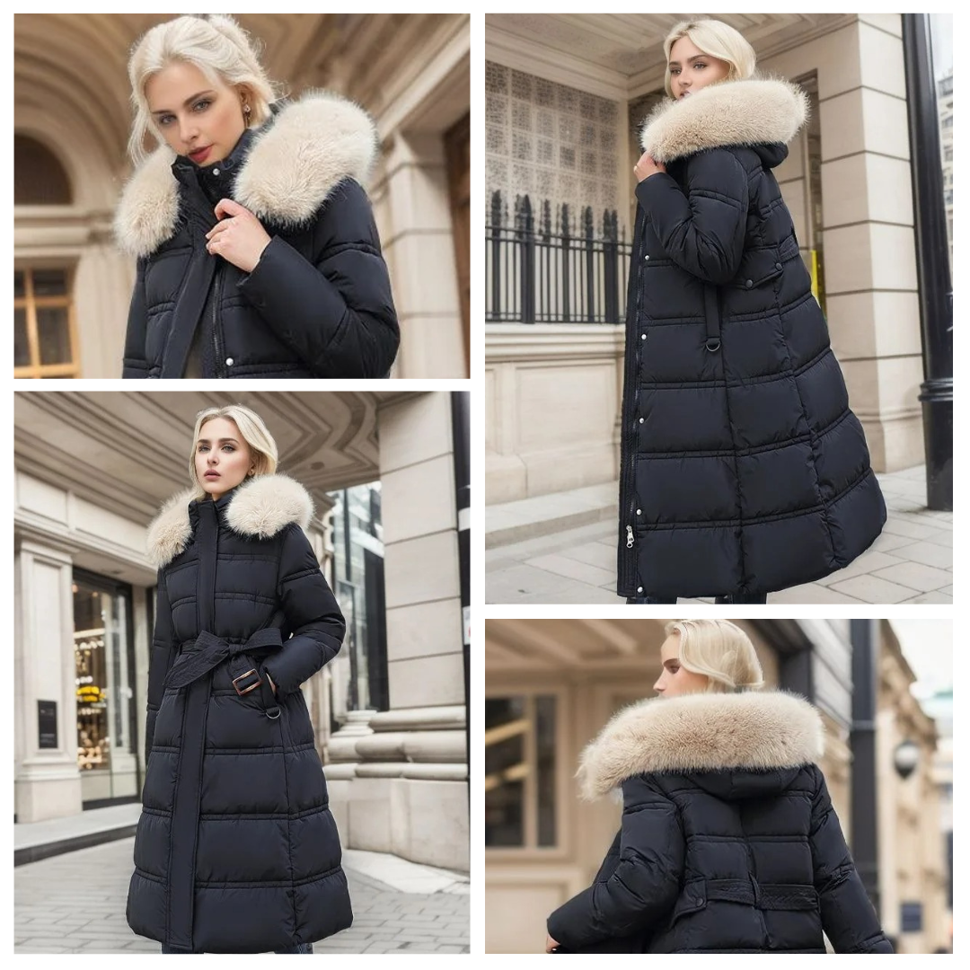 Women Luxury Fur-Collar Long Puffer Coat | Kamilah