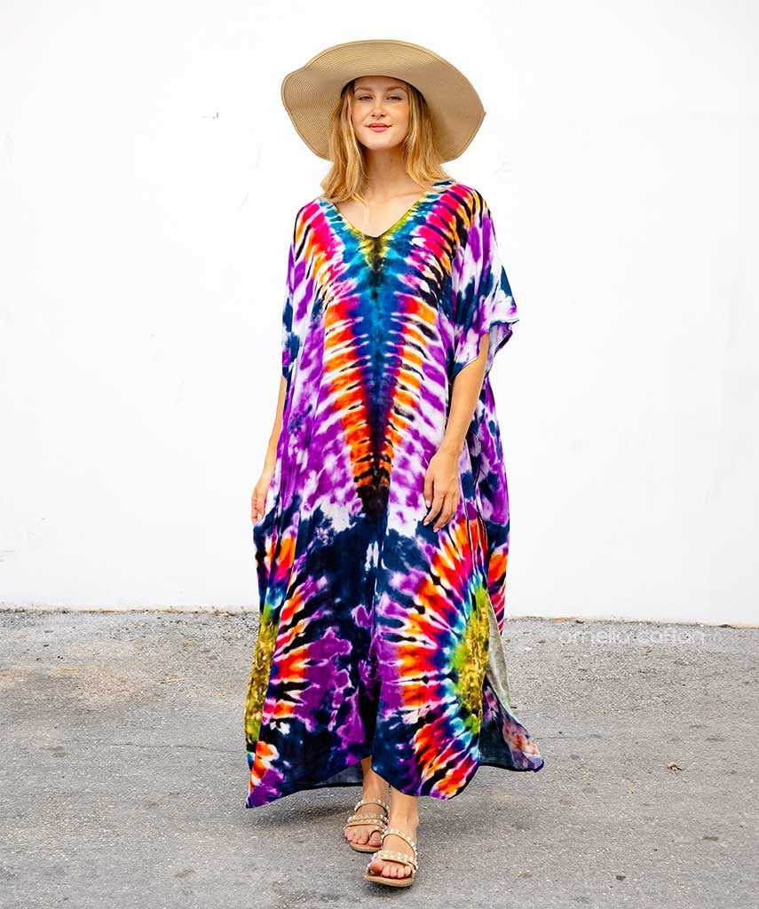 Women Bohemian Maxi Dress with Beaded Tribal Neckline | Salve