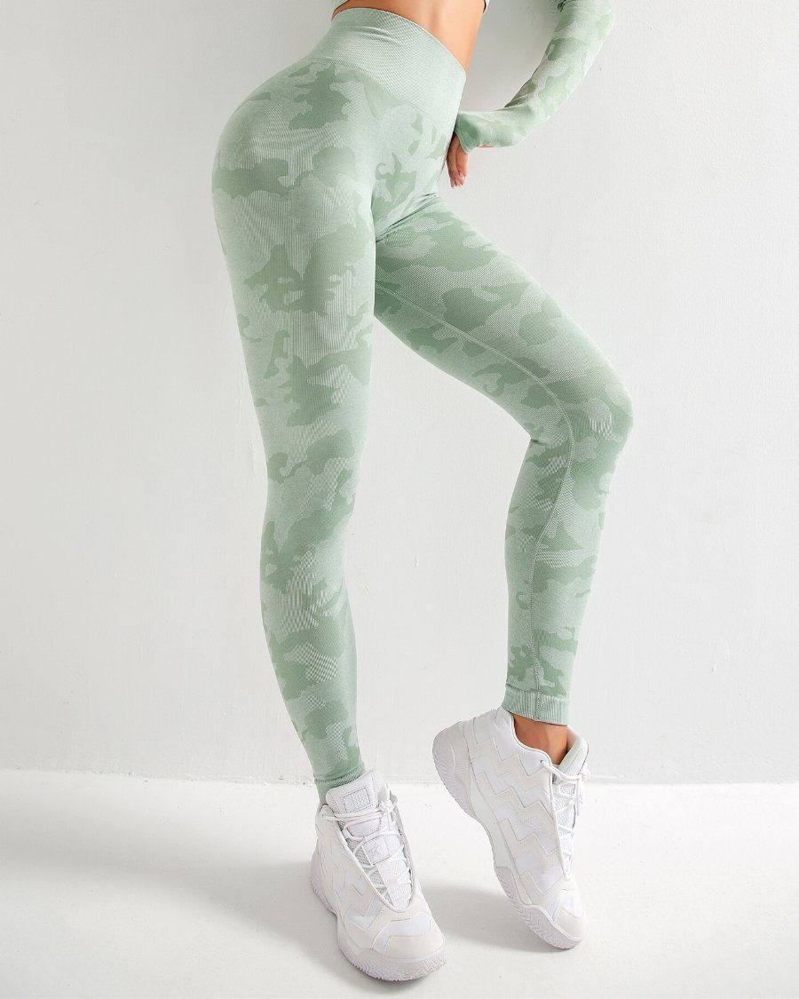 Women Leggings Green Camo Polyester | Adventure-5