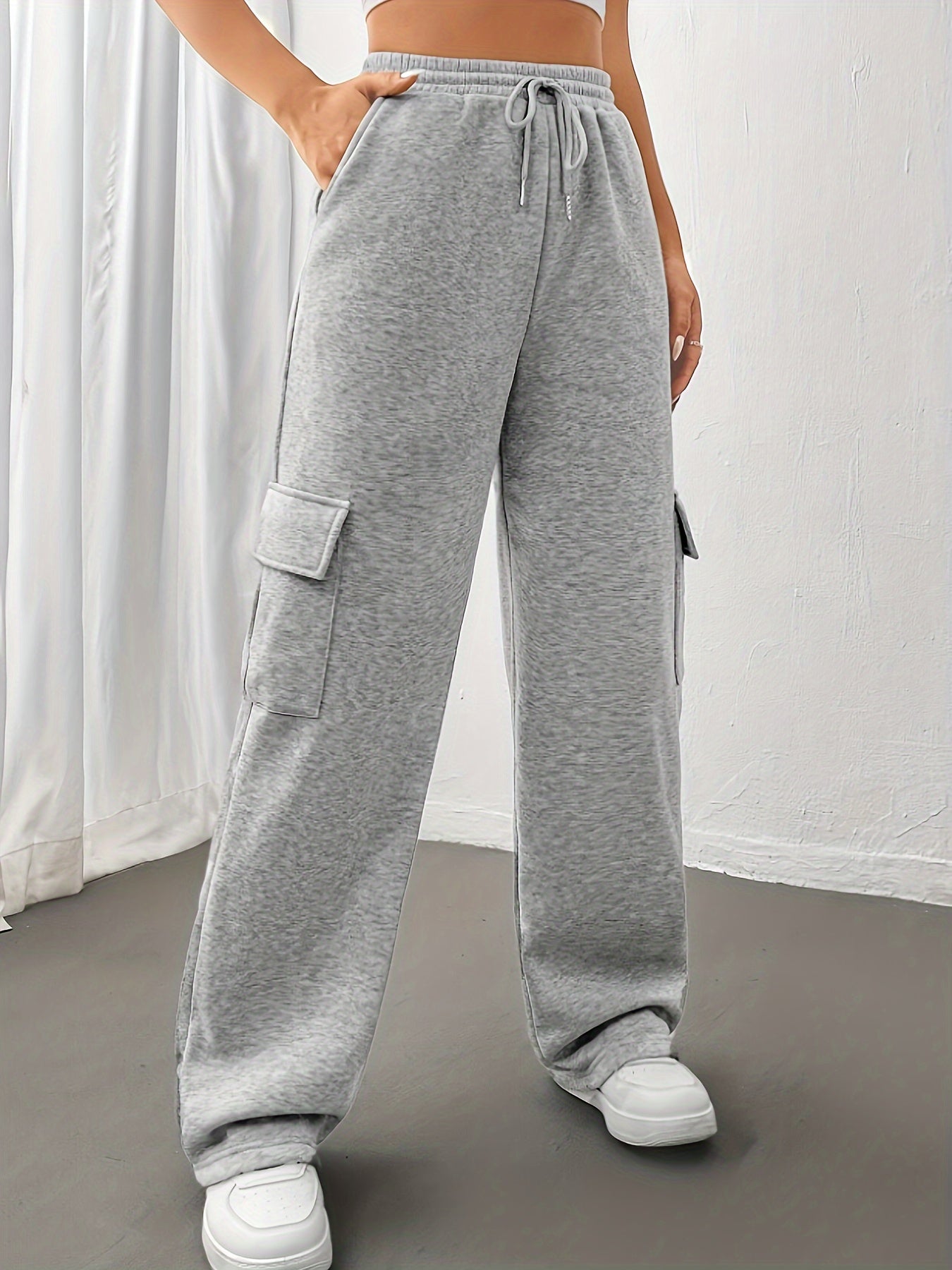 Women Cargo Sweatpants with Drawstring Waist | Azina