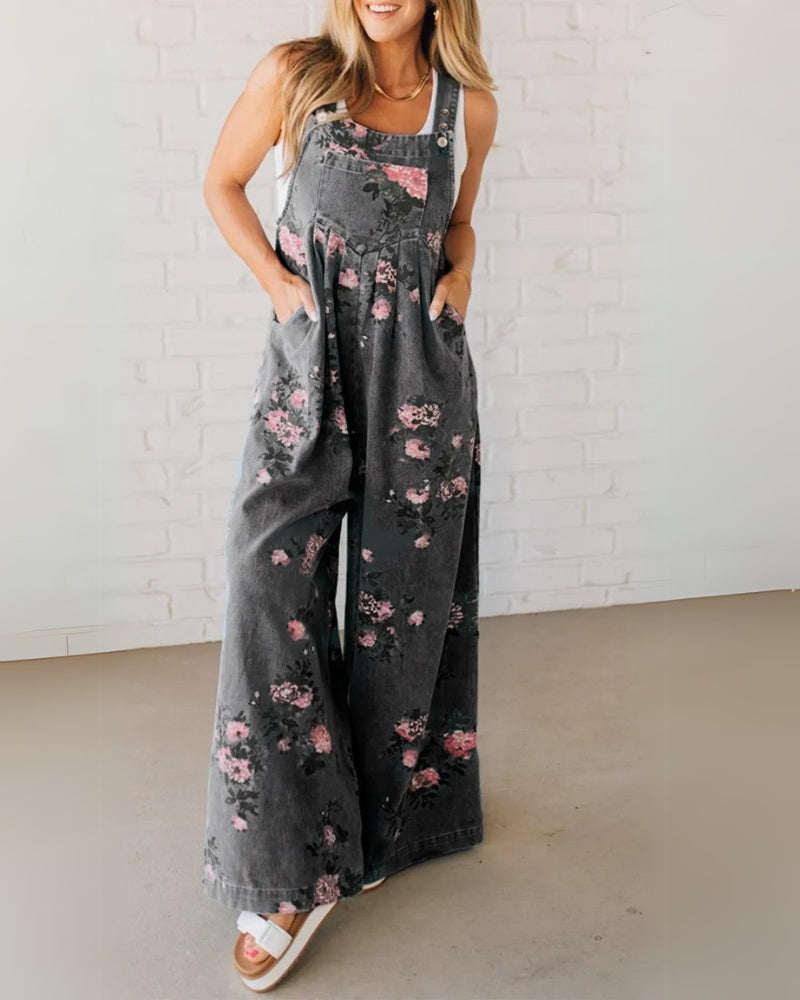 Casual Denim Overalls for Women with Adjustable Straps and Stylish Printed Pocket – Loose Fit Jean Overalls 3
