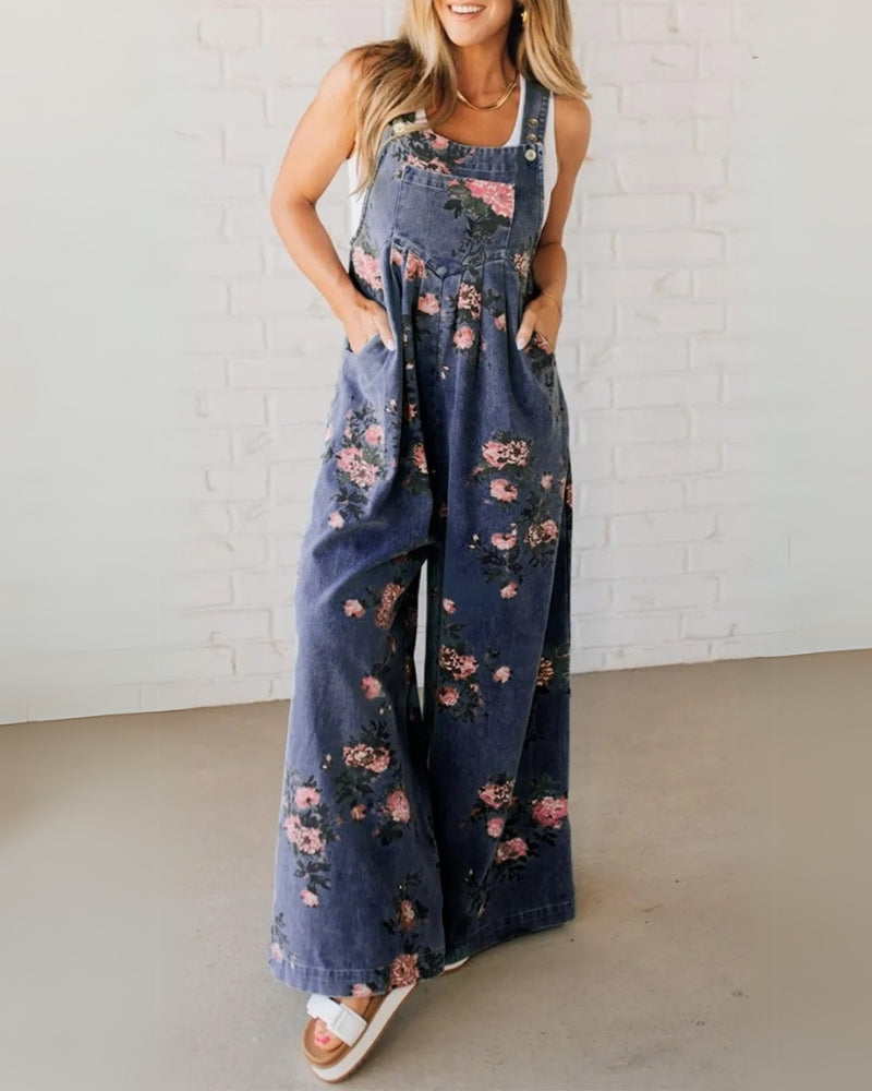 Casual Denim Overalls for Women with Adjustable Straps and Stylish Printed Pocket – Loose Fit Jean Overalls 4