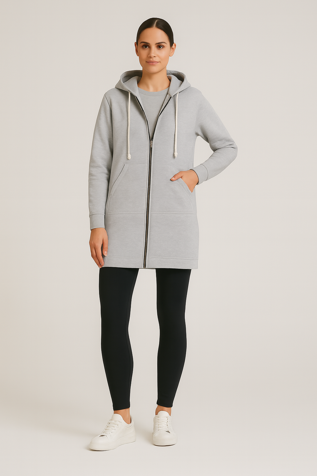 Women Longline Zip Hoodie | Ember