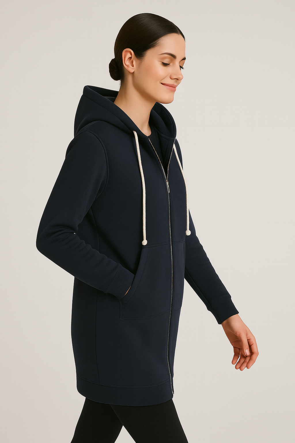 Women Longline Zip Hoodie | Ember