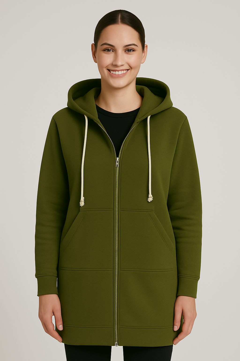 Women Longline Zip Hoodie | Ember