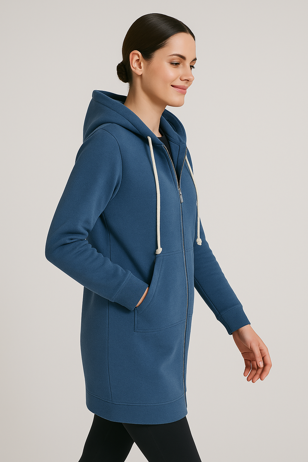 Women Longline Zip Hoodie | Ember