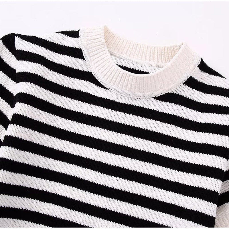 Women Breton Stripe Knit Top and Skirt Set | Clarissa