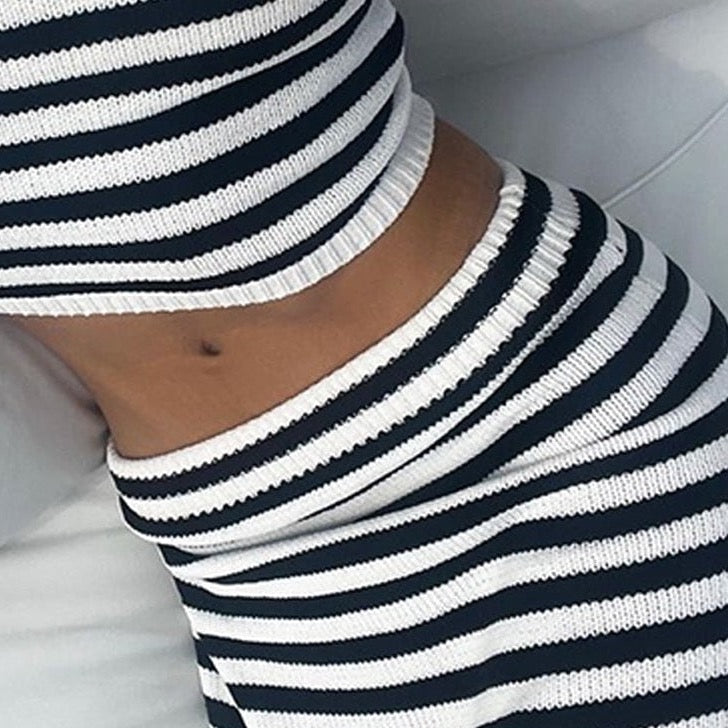 Women Breton Stripe Knit Top and Skirt Set | Clarissa