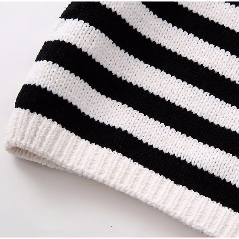 Women Breton Stripe Knit Top and Skirt Set | Clarissa