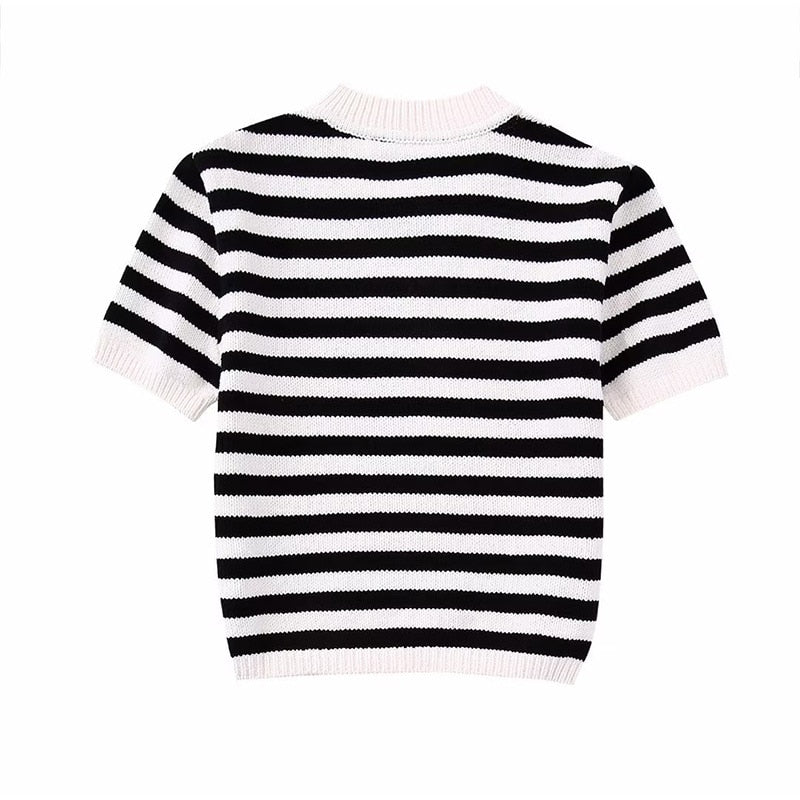 Women Breton Stripe Knit Top and Skirt Set | Clarissa