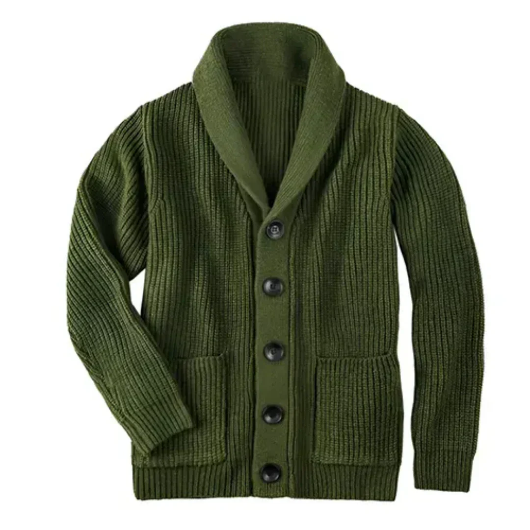 Japheth - Collared cardigan - Ribbed pattern