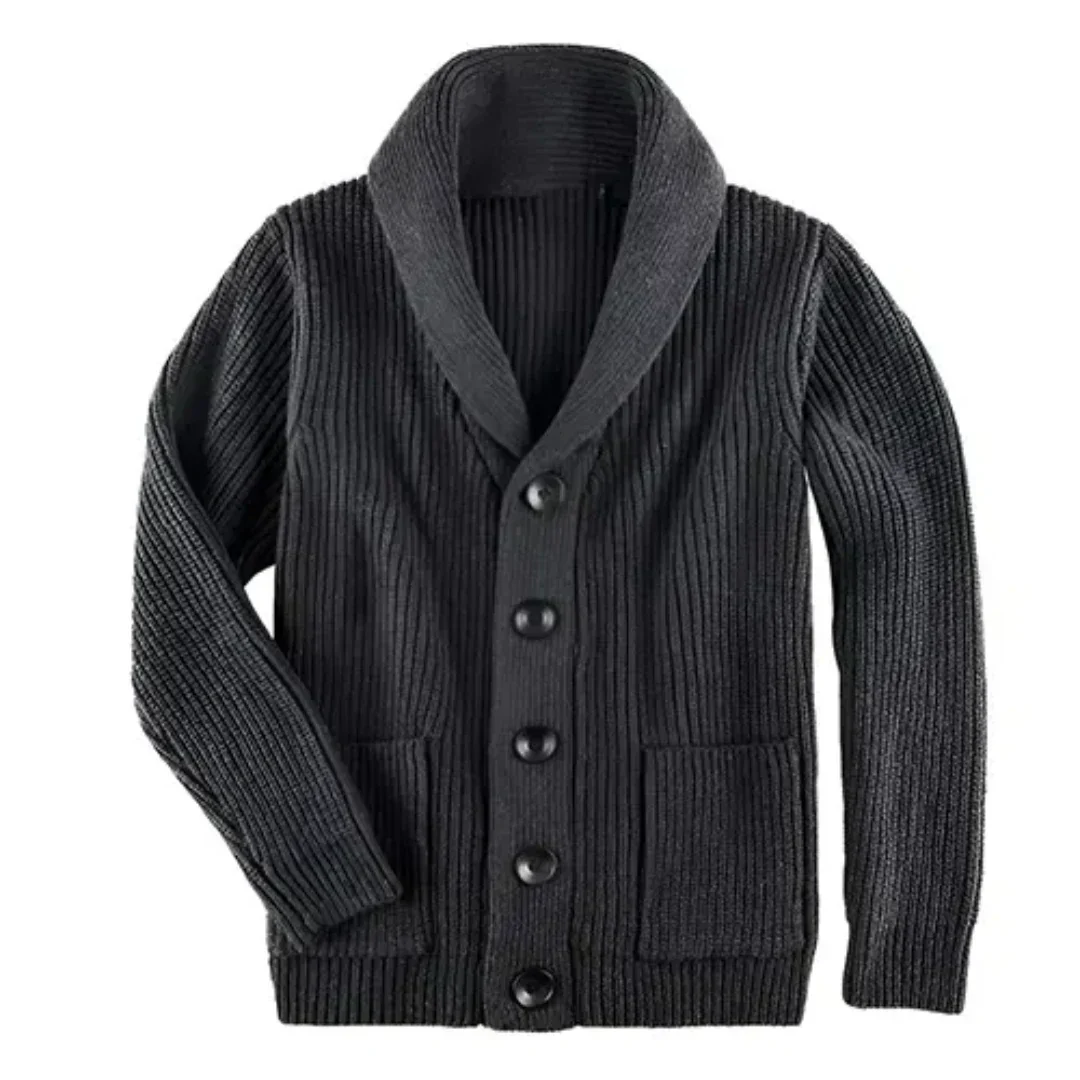 Japheth - Collared cardigan - Ribbed pattern