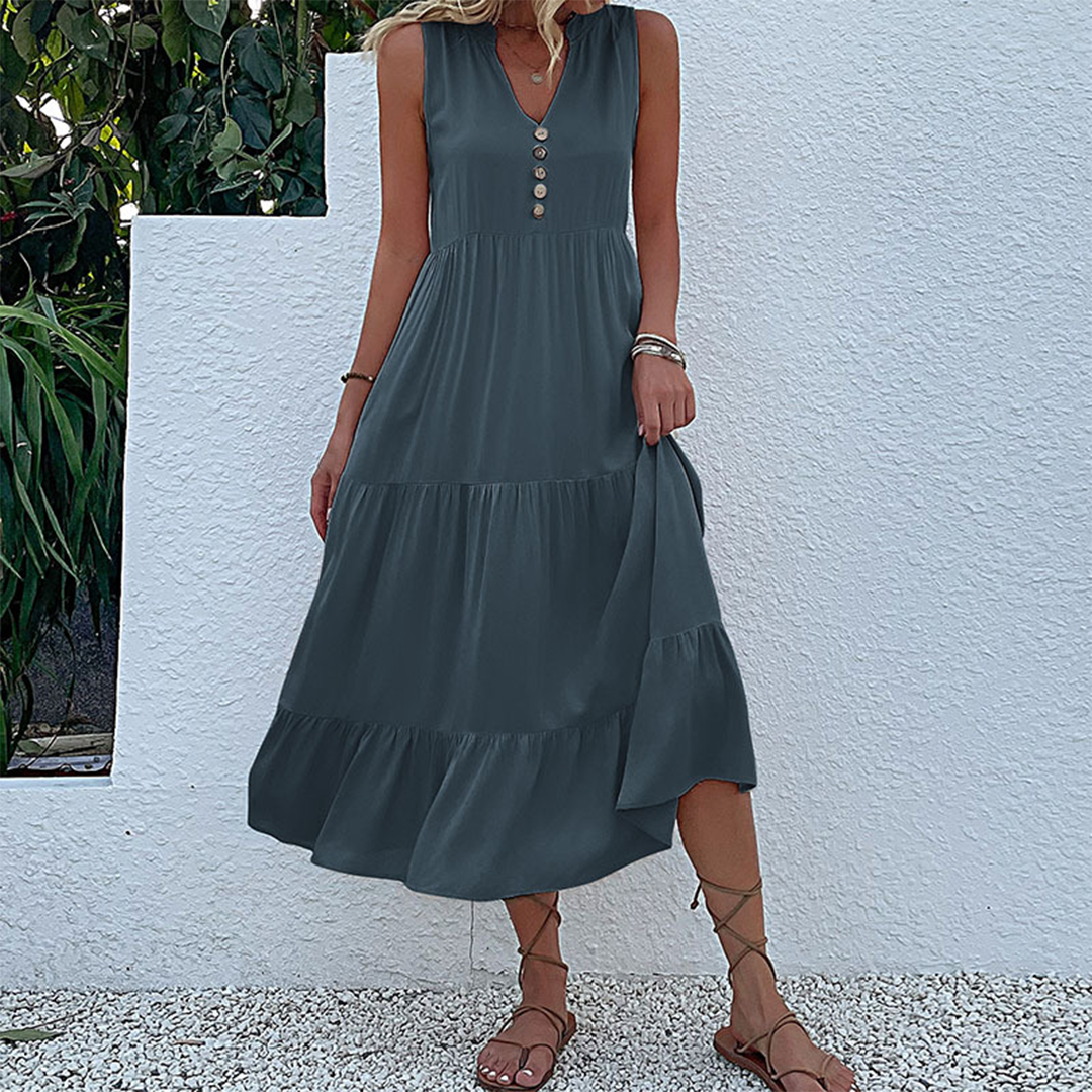 Women Tiered Sleeveless Midi Dress | Aria