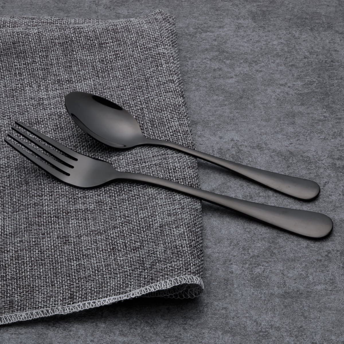 Matte Black Stainless Steel Cutlery Set – 30 or 60 Pieces