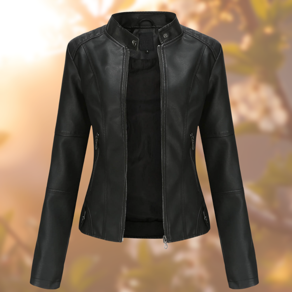 Women Faux Leather Moto Jacket | Lovina