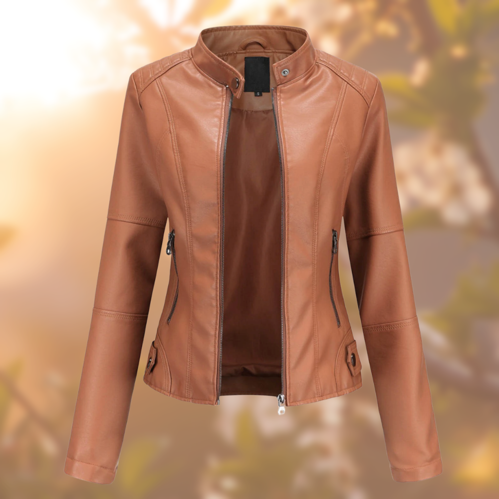 Women Faux Leather Moto Jacket | Lovina