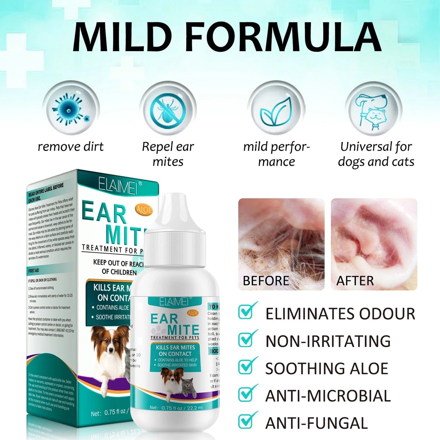 Pet Ear Cleaner Natural Treatment for Dogs and Cats | WagMites-5