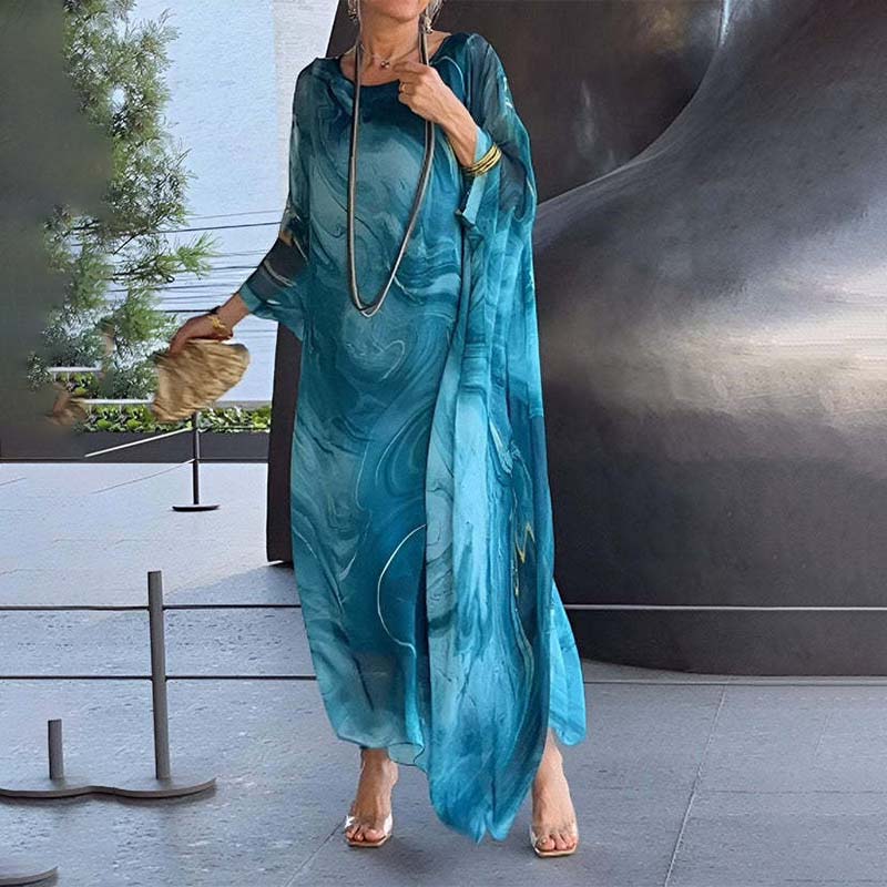 Women Elegant Marble Style Maxi Dress | Mallory