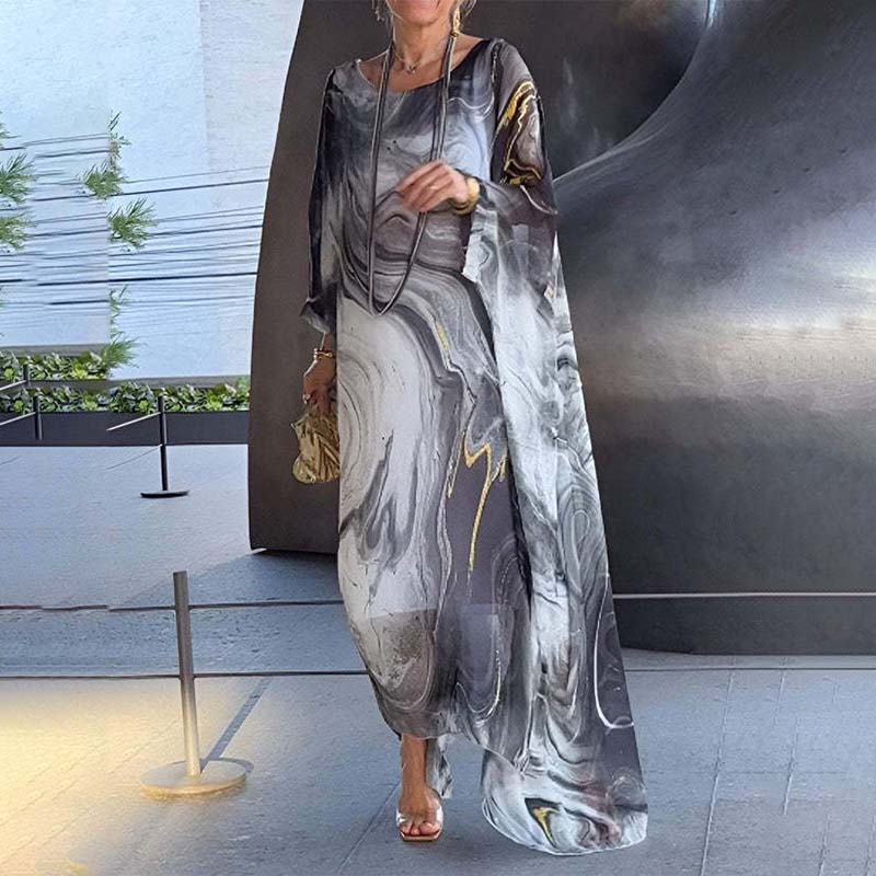 Women Elegant Marble Style Maxi Dress | Mallory