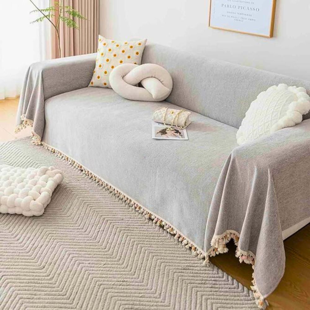 Sofa Cover Beige Chenille | Elegance Master 4
