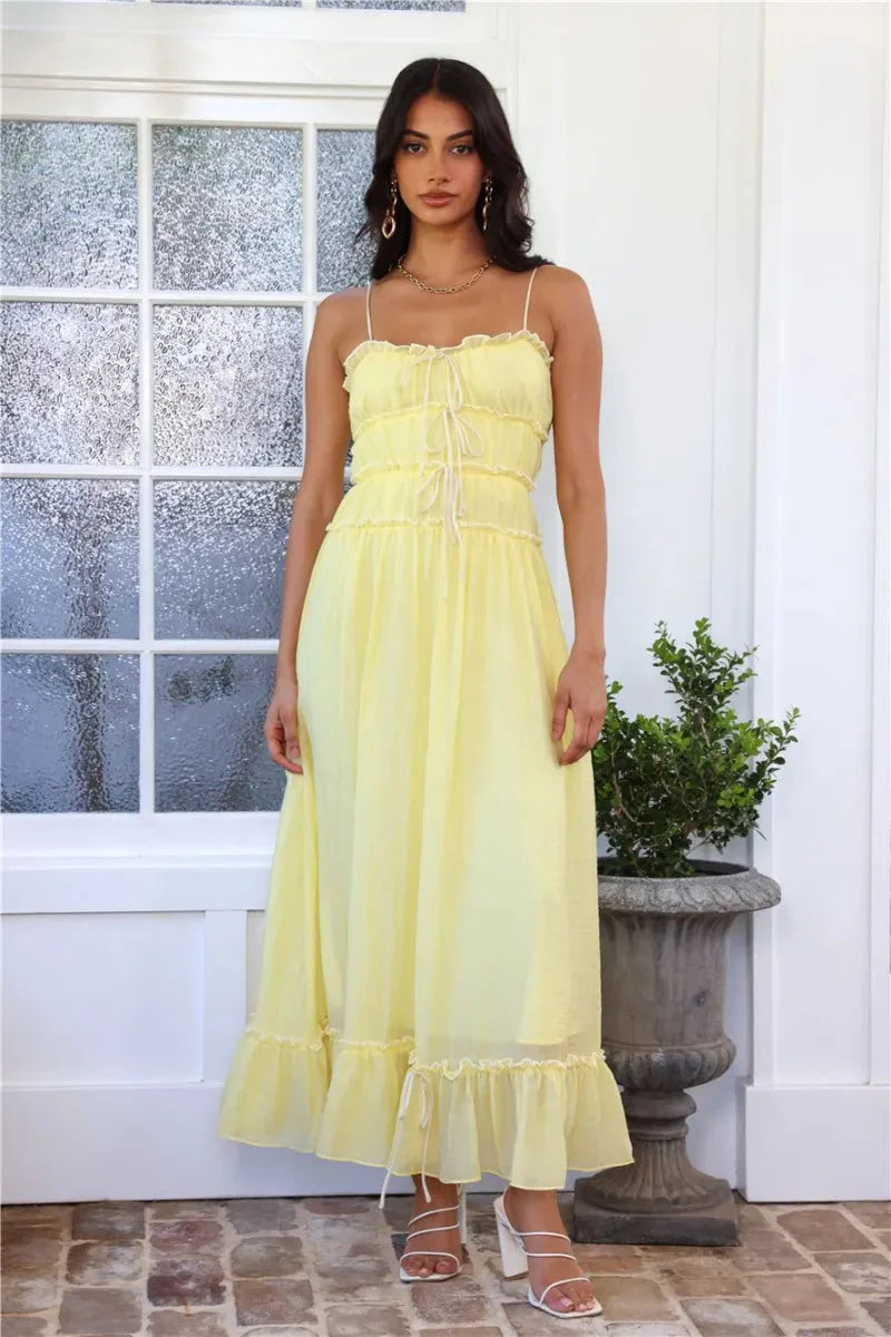 Women Elegant Ruffled Maxi Dress | Rhiannon