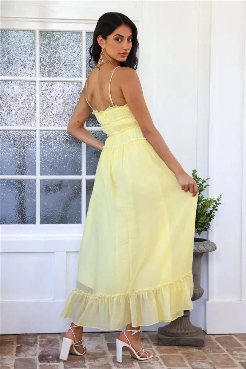 Women Elegant Ruffled Maxi Dress | Rhiannon