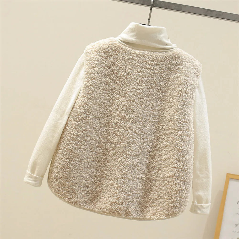 Women Cozy Sherpa Buttoned Vest | Eloise